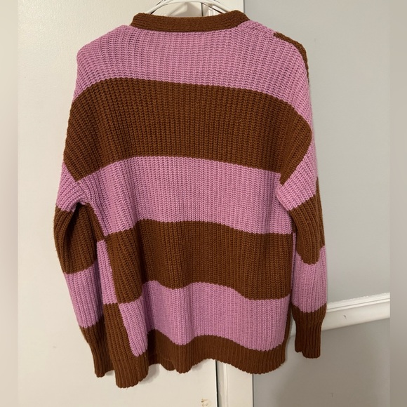 Pink and Orange Checkered Sweater Cardigan - Picture 2 of 3